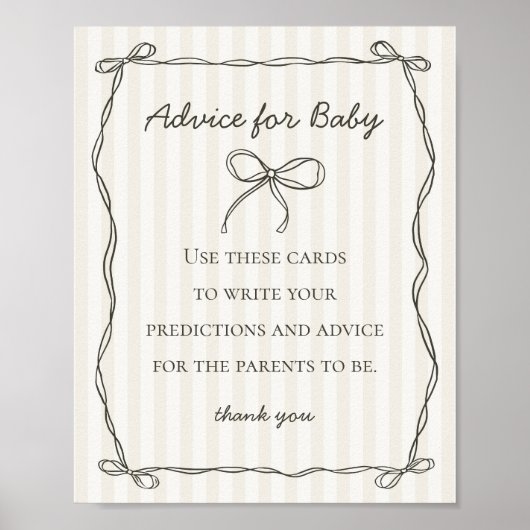 Zwarte Coquette Boog Advies voor Baby shower Game Poster (Voorkant)