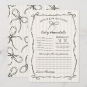 Zwarte Coquette Bow Advies voor Baby shower Kaart (Voorkant / Achterkant)
