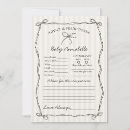 Zwarte Coquette Bow Advies voor Baby shower Kaart