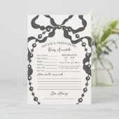 Zwarte Coquette Bow Baby shower Advies voor Baby Kaart (Staand voorkant)