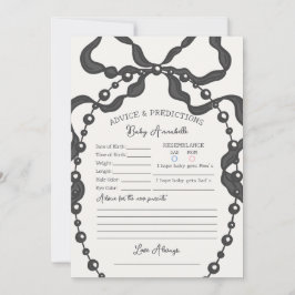 Zwarte Coquette Bow Baby shower Advies voor Baby Kaart