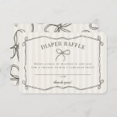 Zwarte Coquette Bow Baby shower Luier Raffle Informatiekaartje (Voorkant / Achterkant)