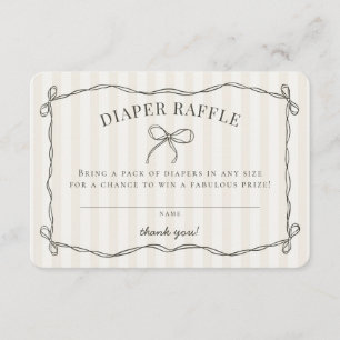 Zwarte Coquette Bow Baby shower Luier Raffle Informatiekaartje