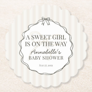 Zwarte Coquette Bow Beige Baby shower Kartonnen Onderzetters