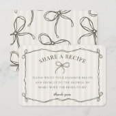 Zwarte Coquette Bow Beige Bruids Deel een recept Informatiekaartje (Voorkant / Achterkant)