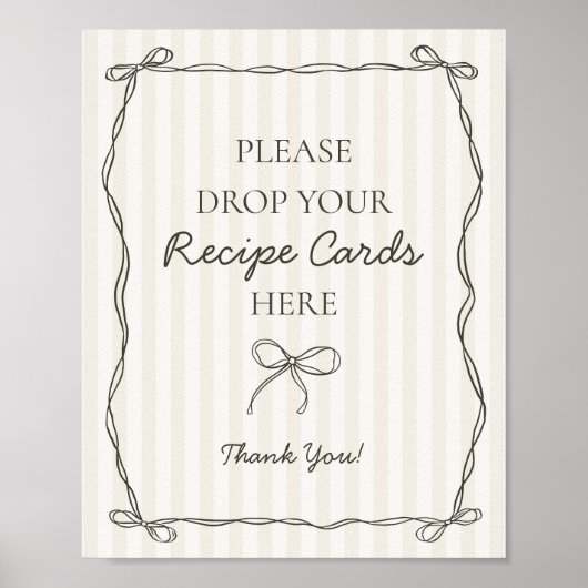 Zwarte Coquette Bow Beige Deel een Recept Bruids Poster (Voorkant)