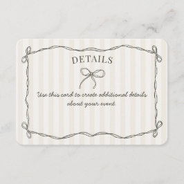 Zwarte Coquette Bow Beige Details Uitnodigen Invoe Informatiekaartje