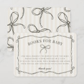 Zwarte Coquette Bow Beige Doucheboeken voor Baby Informatiekaartje (Voorkant / Achterkant)