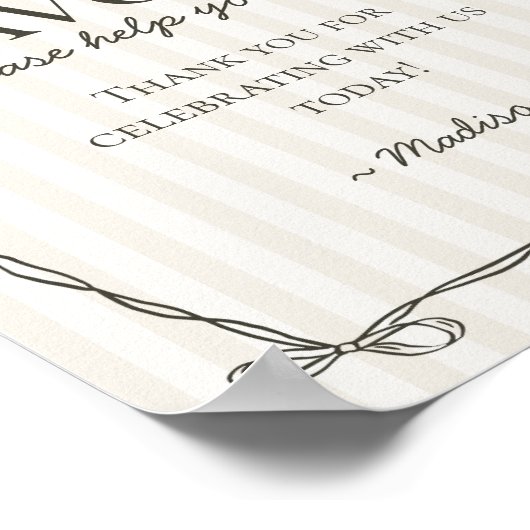 Zwarte Coquette Bow Beige Favorieten Teken Poster (Hoek)