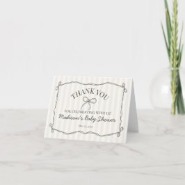 Zwarte Coquette Bow Beige Gestreepte Bedankkaart
