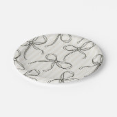 Zwarte Coquette Bow Beige Gestreepte Tafel Decor Papieren Bordje (Gekanteld)