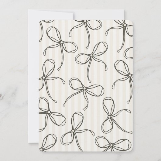 Zwarte Coquette Bow Beige Gestreepte Verjaardagsfe Kaart (Achterkant)