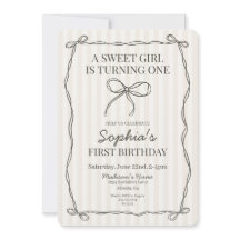 Zwarte Coquette Bow Beige Gestreepte Verjaardagsfe