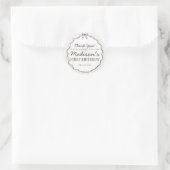 Zwarte Coquette Bow Beige Gestreepte Verjaardagsgu Ronde Sticker (Tas)