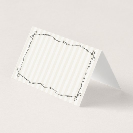 Zwarte Coquette Bow Beige Place Card Tafel Decor Kaart (Voorkant)