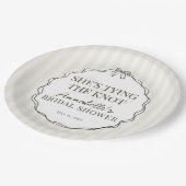 Zwarte Coquette Bow Beige Vrijgezellenfeest Brunch Papieren Bordje (Gekanteld)