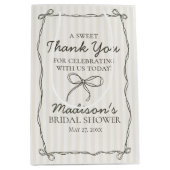 Zwarte Coquette Bow Beige Vrijgezellenfeest Favori Medium Cadeauzakje (Voorkant)