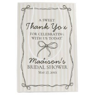 Zwarte Coquette Bow Beige Vrijgezellenfeest Favori Medium Cadeauzakje