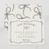 Zwarte Coquette Bow Beige Vrijgezellenfeest Regist Informatiekaartje (Voorkant / Achterkant)