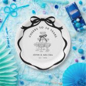 Zwarte Coquette Bow Champagne Tower Jubileum Papieren Bordje (Feest)