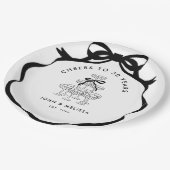 Zwarte Coquette Bow Champagne Tower Jubileum Papieren Bordje (Gekanteld)