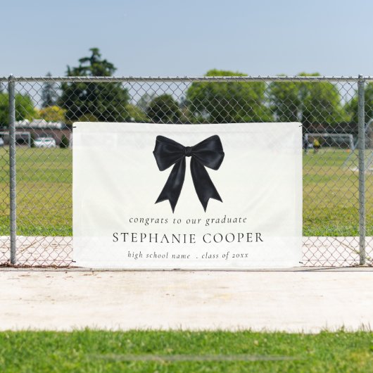 Zwarte Coquette Bow Congrats voor Afstudeerder Afs Spandoek (Insitu)