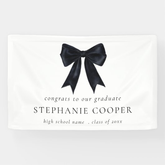 Zwarte Coquette Bow Congrats voor Afstudeerder Afs Spandoek (Horizontaal)