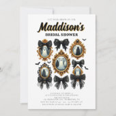 Zwarte Coquette Bow  Halloween Vrijgezellenfeest Kaart (Voorkant)