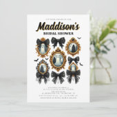 Zwarte Coquette Bow  Halloween Vrijgezellenfeest Kaart (Staand voorkant)