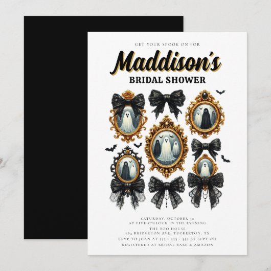 Zwarte Coquette Bow  Halloween Vrijgezellenfeest Kaart (Voorkant / Achterkant)