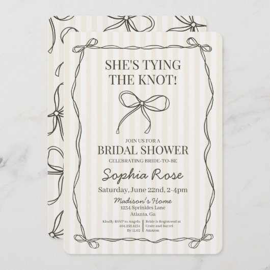 Zwarte Coquette Bow Tying de Knoop Vrijgezellenfee Kaart (Voorkant / Achterkant)