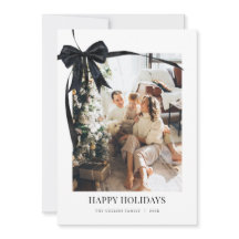 Zwarte Coquette Bow Vakantiefoto Kerst Kaart