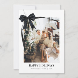 Zwarte Coquette Bow Vakantiefoto Kerst Kaart