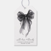 Zwarte Coquette Bow Waterverf Vrijgezellenfeest Cadeaulabel (Voorkant)