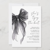 Zwarte Coquette Bow Waterverf Vrijgezellenfeest Kaart (Voorkant)