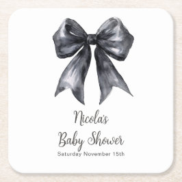 Zwarte Coquette Strik Baby Shower Kartonnen Onderzetters