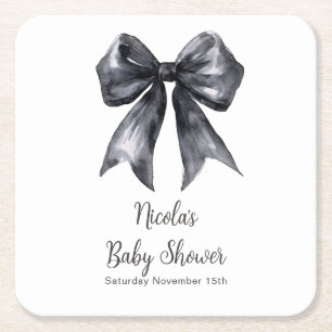 Zwarte Coquette Strik Baby Shower Kartonnen Onderzetters