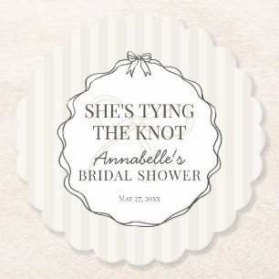 Zwarte Coquette Strik Beige Bruidsfeest Brunch Kartonnen Onderzetters