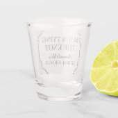 Zwarte Coquette Strik Beige Bruidsfeest Favoriet Shot Glas (Achterkant)