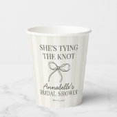 Zwarte Coquette Strik Beige Knoop Bruidsfeest Deco Papieren Bekers (Achterkant)