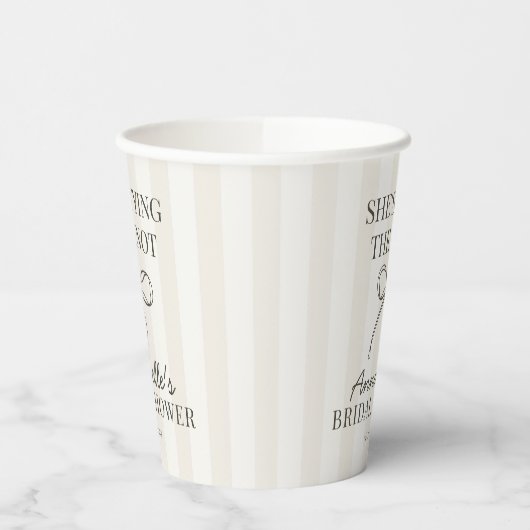 Zwarte Coquette Strik Beige Knoop Bruidsfeest Deco Papieren Bekers (Links)