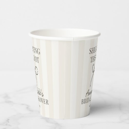 Zwarte Coquette Strik Beige Knoop Bruidsfeest Deco Papieren Bekers (Rechts)