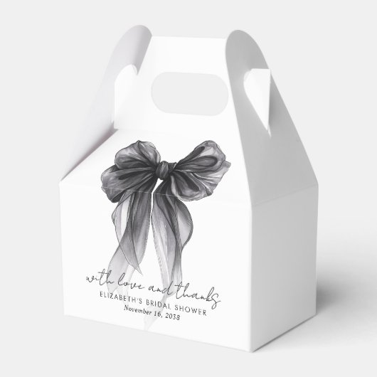 Zwarte Coquette Strik Bruidsboeket Bedankje Bedankdoosjes (Voorkant Zijde)