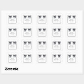 Zwarte Coquette Strik Bruidsdouche Vierkante Sticker (Vel)