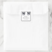 Zwarte Coquette Strik Bruidsdouche Vierkante Sticker (Tas)
