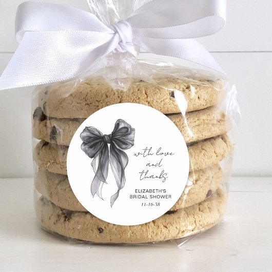 Zwarte Coquette Strik Bruidsfeest Dank Je Ronde Sticker