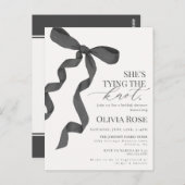 Zwarte Coquette Strik Bruidsfeest Uitnodiging (Voorkant / Achterkant)
