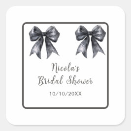 Zwarte Coquette Strik Bruidsfeest Vierkante Sticker