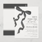 Zwarte Coquette Strik Bruidsmeisje Uitnodiging (Voorkant / Achterkant)