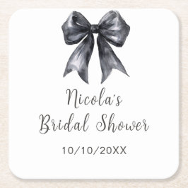 Zwarte Coquette Strik Bruiloft Feest Kartonnen Onderzetters